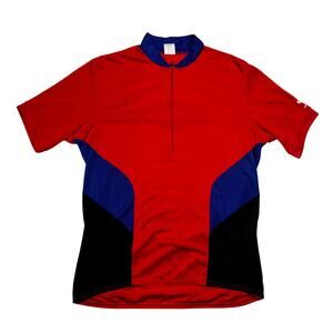 Vintage Bellwether Jersey Mens XL Red Half Zip Short Sleeve USA Outdoor Cycling